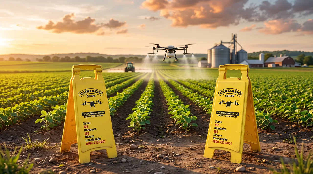 Por que o cavalete de sinalização é obrigatório na operação com drone agrícola